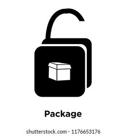 Package icon vector isolated on white background, logo concept of Package sign on transparent background, filled black symbol