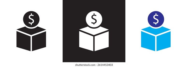 Package icon. Vector for websites, mobile interfaces, presentations, banner, visual branding etc. Vector illustration. isolated on white and black background. EPS 10
