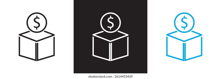 Package icon. Vector for websites, mobile interfaces, presentations, banner, visual branding etc. Vector illustration. isolated on white and black background. EPS 10
