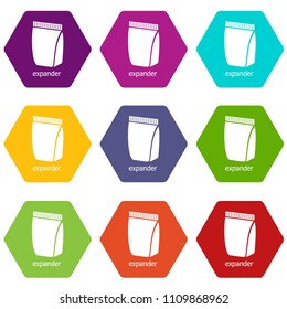 Package icons 9 set coloful isolated on white for web