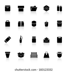 Package icons with reflect on white background, stock vector