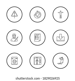 Package icons set with body, dry cleaning and summer elements. Set of package icons and doctor concept. Editable vector elements for logo app UI design.