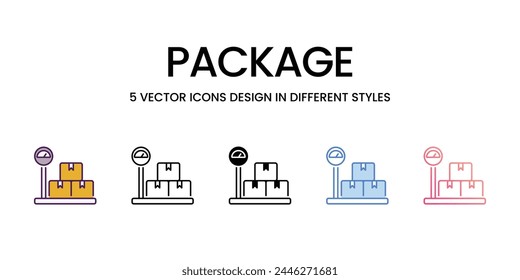 Paketsymbole in verschiedenen Stil eingestellt Vektorgrafik Stock Illustration