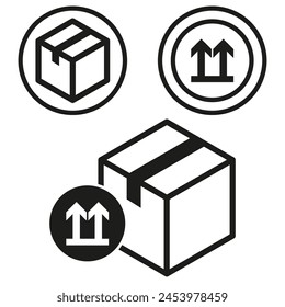 Package icons set. Fragile cargo symbols. Shipping box signs. Vector illustration. EPS 10.