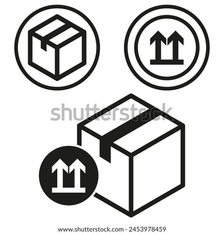 Package icons set. Fragile cargo symbols. Shipping box signs. Vector illustration. EPS 10.