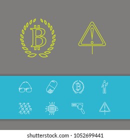 Package icons set with hello, attention and wave elements. Set of package icons and spectacles concept. Editable vector elements for logo app UI design.
