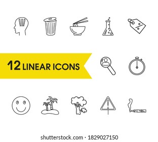 Iconos de paquetes con elementos de laboratorio, sonrisa y borrado. Conjunto de iconos de paquete y concepto de emoji. Elementos vectoriales editables para el diseño de la interfaz de usuario de la aplicación del logotipo.