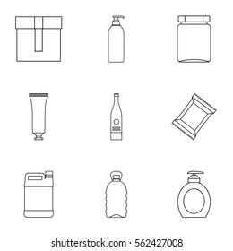 Package icons set. Outline illustration of 9 package vector icons for web