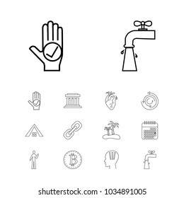Package icons set with process, heart and anxiety elements. Set of package icons and cover concept. Editable vector elements for logo app UI design.