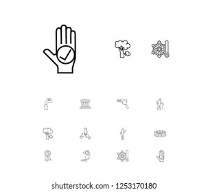 Package icons set with SEO, broccoli and quality elements. Set of package icons and field concept. Editable vector elements for logo app UI design.