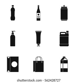 Package icons set. Simple illustration of 9 package vector icons for web