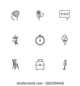 Package icons set with skill, ice cream and bag elements. Set of package icons and flower concept. Editable vector elements for logo app UI design.