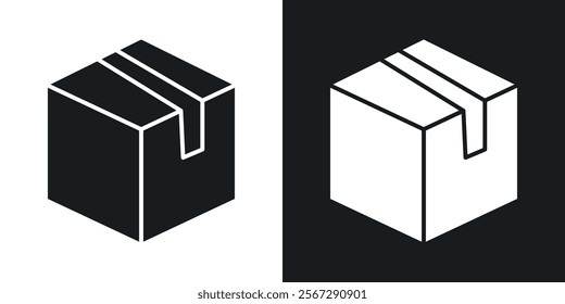 Package icons in solid black and white colors
