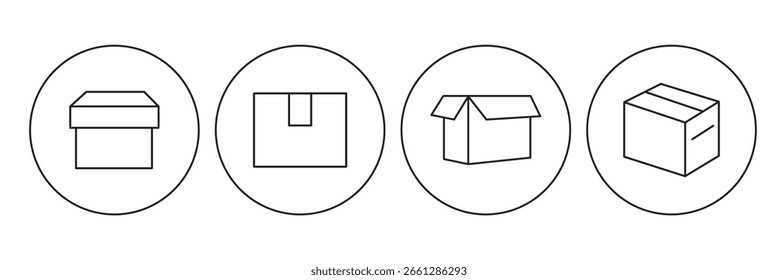 Pacote ícones vetor conjunto . caixa de papelão ícone de vetor conjunto sobre fundo branco . eps 10