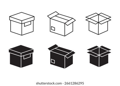 Conjunto de iconos de Vector. caja de cartón conjunto de iconos de Vector sobre fondo blanco. eps 10