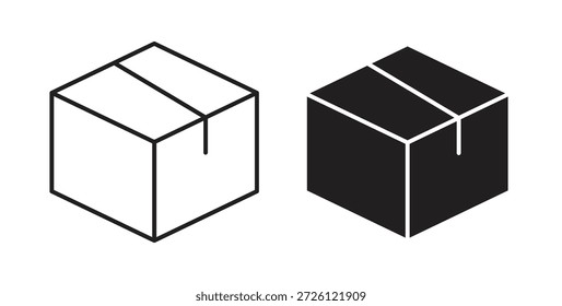 Símbolo de Vector de iconos de paquete con trazo editable y versiones planas