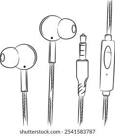 Package Illustration of hand-drawn headset 