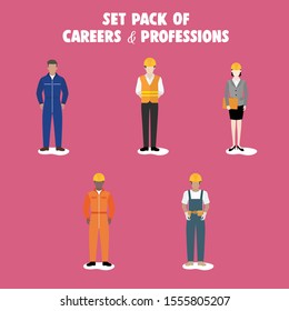 Package of Illustrations of Career and Professional People. Vector Illustrasion. Good for presentation, web design, advertising, and media social content.