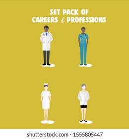 Package of Illustrations of Career and Professional People. Vector Illustrasion. Good for presentation, web design, advertising, and media social content.