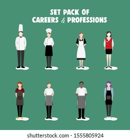 Package of Illustrations of Career and Professional People. Vector Illustrasion. Good for presentation, web design, advertising, and media social content.