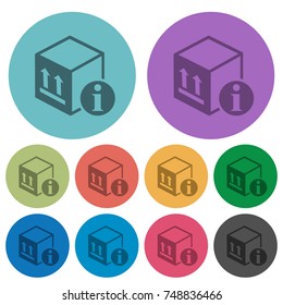 Package information darker flat icons on color round background