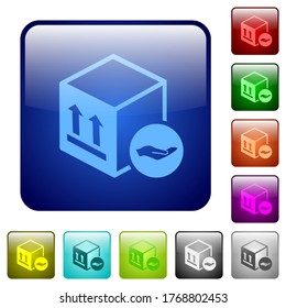 Package insurance icons in rounded square color glossy button set