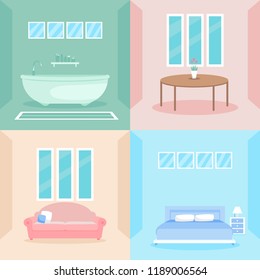 package of interior design vector set with pastel color