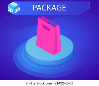 Package isometric design icon. Vector web illustration. 3d colorful concept