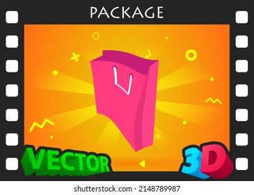 Package isometric design icon. Vector web illustration. 3d colorful concept