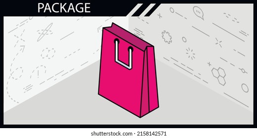 Package isometric design icon. Vector web illustration. 3d colorful concept