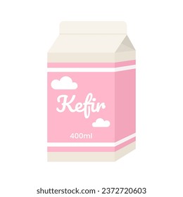 Package of kefir on white background