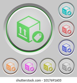 Package labeling color icons on sunk push buttons