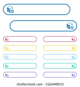 Package labeling icons in rounded color menu buttons. Left and right side icon variations.
