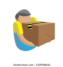 Package Lift up by a man. Box Expedition Icon Illustration. Logistic Icon, Vector Illustration.