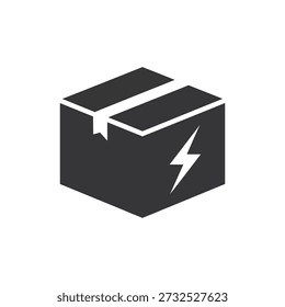 Paquete con el icono del relámpago, entrega rápida, diseño simple, uso del comercio electrónico