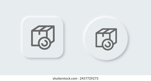 Package line icon in neomorphic design style. Shipping box signs vector illustration.