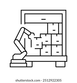 pacote carregando vetor de ícone de linha de entrega autônoma. carregamento do pacote sinal de entrega autônoma. símbolo de contorno isolado ilustração em preto