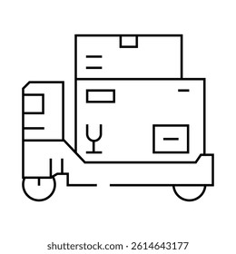 package loading autonomous delivery line icon vector. package loading autonomous delivery sign. isolated contour symbol black illustration
