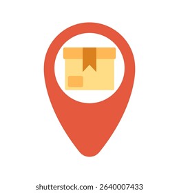 Package Location Icon. Location pin pointing parcel tracking delivery shipping