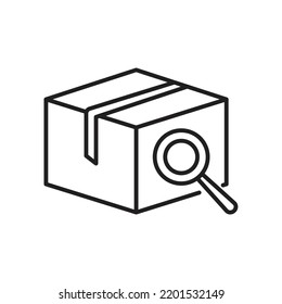 Package with magnifier glass icon. Package Tracking symbol. isolated on white background. vector illustration