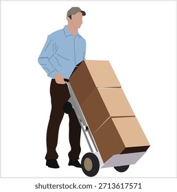 Packwagen tragender Mann