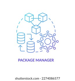 Package manager blue gradient concept icon. Website production. Future of digital technologies abstract idea thin line illustration. Isolated outline drawing. Myriad Pro-Bold font used