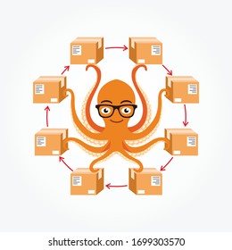 Package with many shipping flat design style