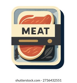 Package of meat with a simple label suitable for food and culinary concepts. Great for butcher shops or meat product advertising.