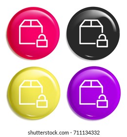 Package multi color glossy badge icon set. Realistic shiny badge icon or logo mockup