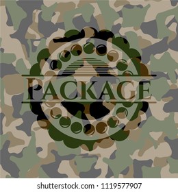 Package on camo texture
