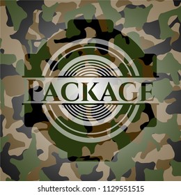 Package on camouflaged texture