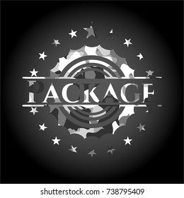 Package on grey camo texture