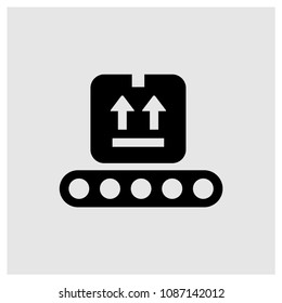Package on rolling transport sign icon in trendy flat style isolated on grey background, modern symbol vector illustration for web