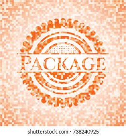 Package orange mosaic emblem with background